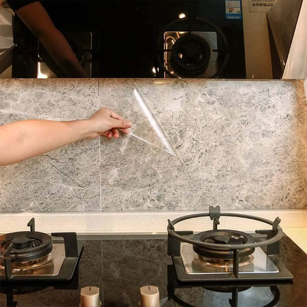 Kitchen Backsplash Wall Protector Transparent Kitchen Oil Proof Sticker Self-Adhesive Film Removable Paper for Cupboard Household 15.7Inx118In