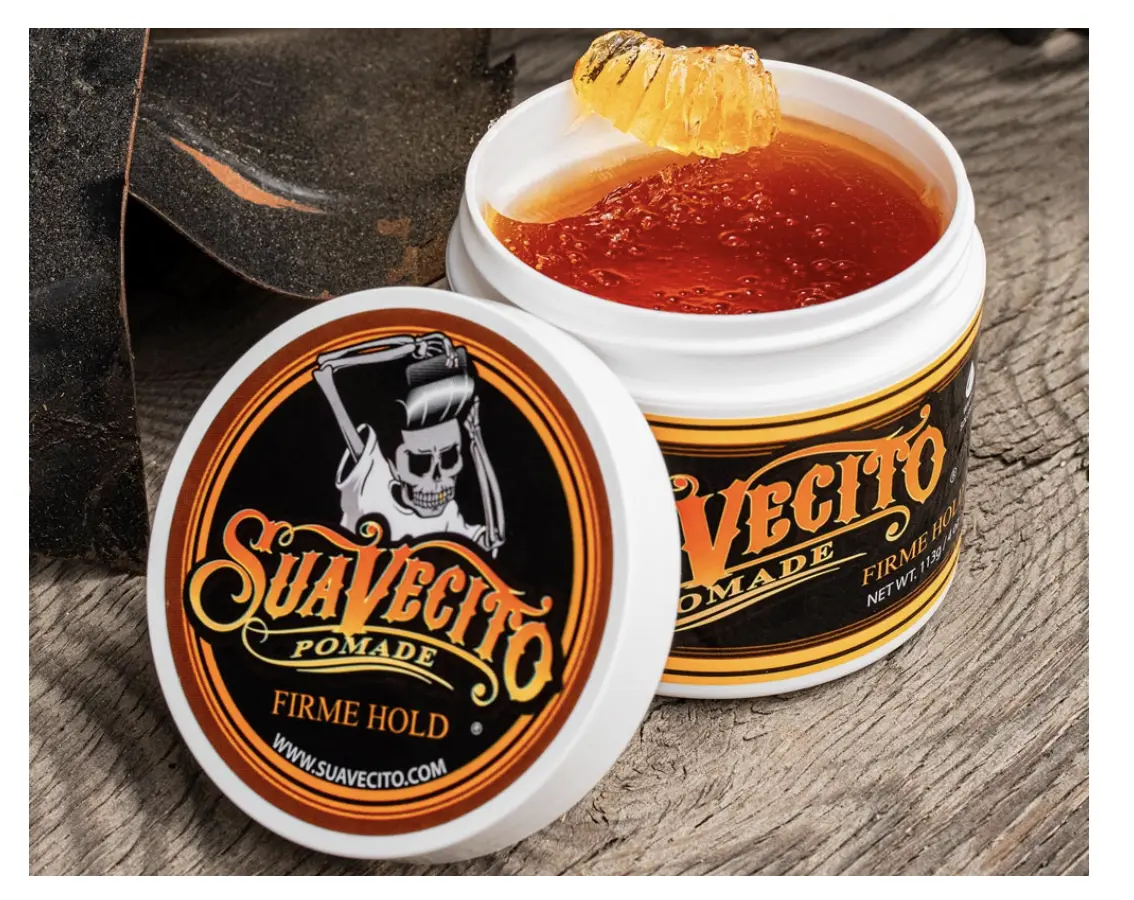 SUAVECITO Firme Hold Pomade - Water-Based Hair Product with Mega Strong Hold & Medium Shine for Thick, Natural Curls and Pompadours, 4oz, Hair Products, Curly Coils, Slick Back Hairstyles, Scented, Original, Shiny Hair