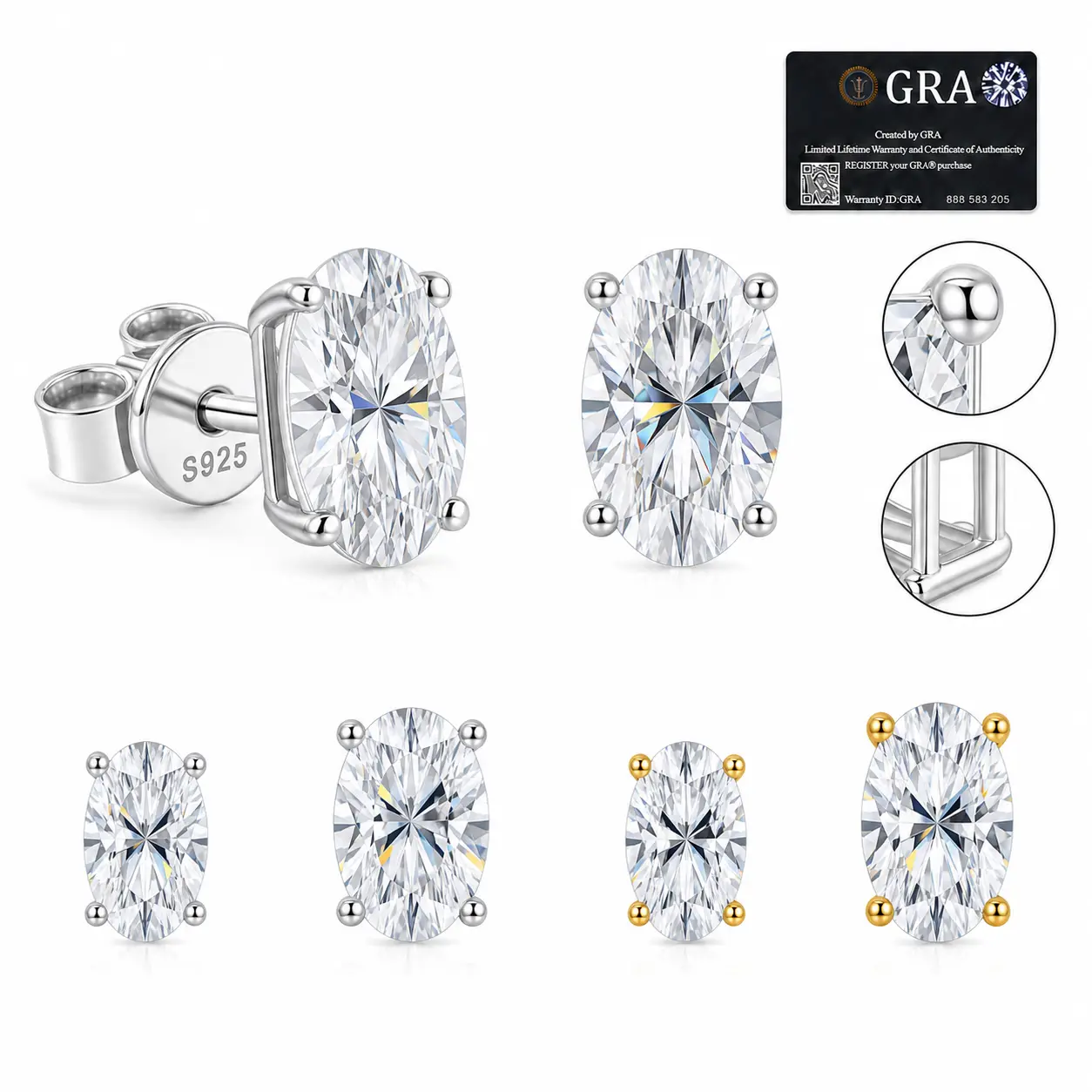 Oval Cut Floral Halo Moissanite Stud Earrings Screw Back D Color VVS Lab Created Moissanite 925 Sterling Silver Multicolor Sparkling Brilliant Fire Jewelry Gift for Valentine’s Day Mother’s Day Birthday Christmas Anniversary Women