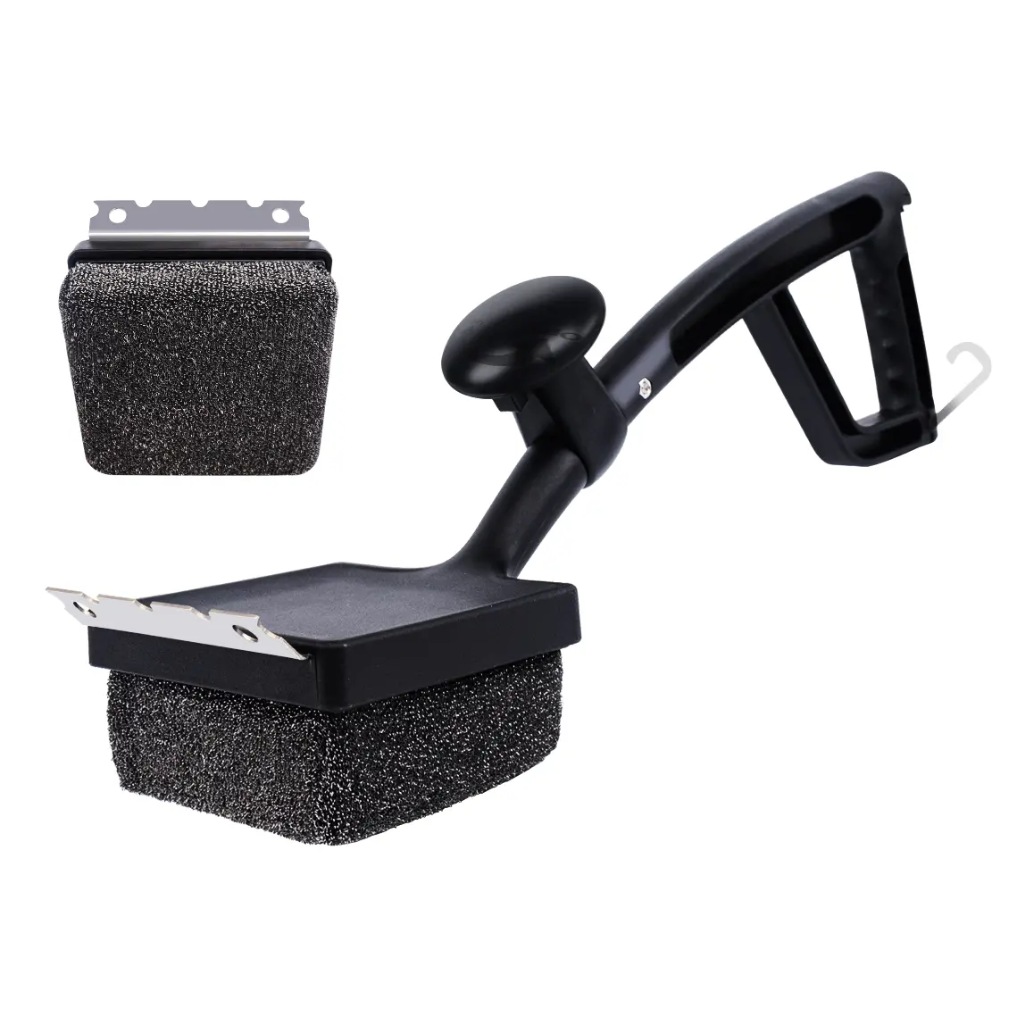 ANJUKE 4-in-1 Reusable No Wire Grill Brush, 18.8in Steam Grill Cleaner with Replaceable Head, Scraper, Bottle Opener & Long Non-Slip Heat-Resistant Handle - Combination Barbecue Brushes & Scrapers, No Wire Grill Brush Combination Barbecue Brushes & Scrape