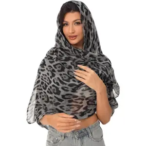 Leopard Print Shawls and Wraps for Womens  Hijab Scarf Voile Sheer Beach Scarves Sunscreen  Shawl
