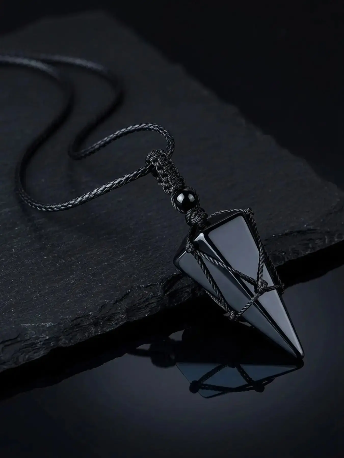 Natural Obsidian Stone Pendant Necklace - Adjustable Black Gemstone Wrap Necklace for Protection & Daily Energy Obsidian Crystal Necklace Crystal Jewellery#Fashionweek#Fallfreshness#test