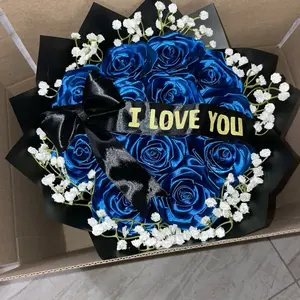 Eternal Bouquet - Baby Breath Around Rim with roses of choice