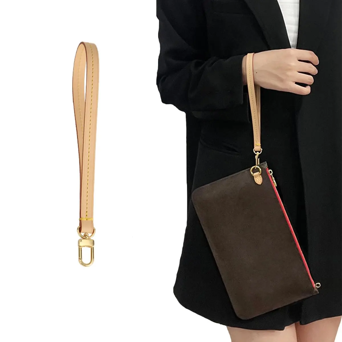 jiesinlov Premium Vachetta Leather Practical Wristlet Strap, 8.5-in Strap Style Replacement Purse Accessory for Clutches, Handbags & Cell Phones, Exquisite, Free Hands, Wristlets, Short Strap