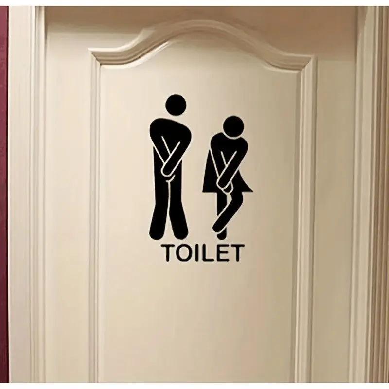 New Toilet Sign Wall Sticker Decorative Sticker Decoration Sticker Removable Bathroom Shower Room Personalized Wallpaper, Unique Design for Home Decor & Organization, Self Adhesive Decal