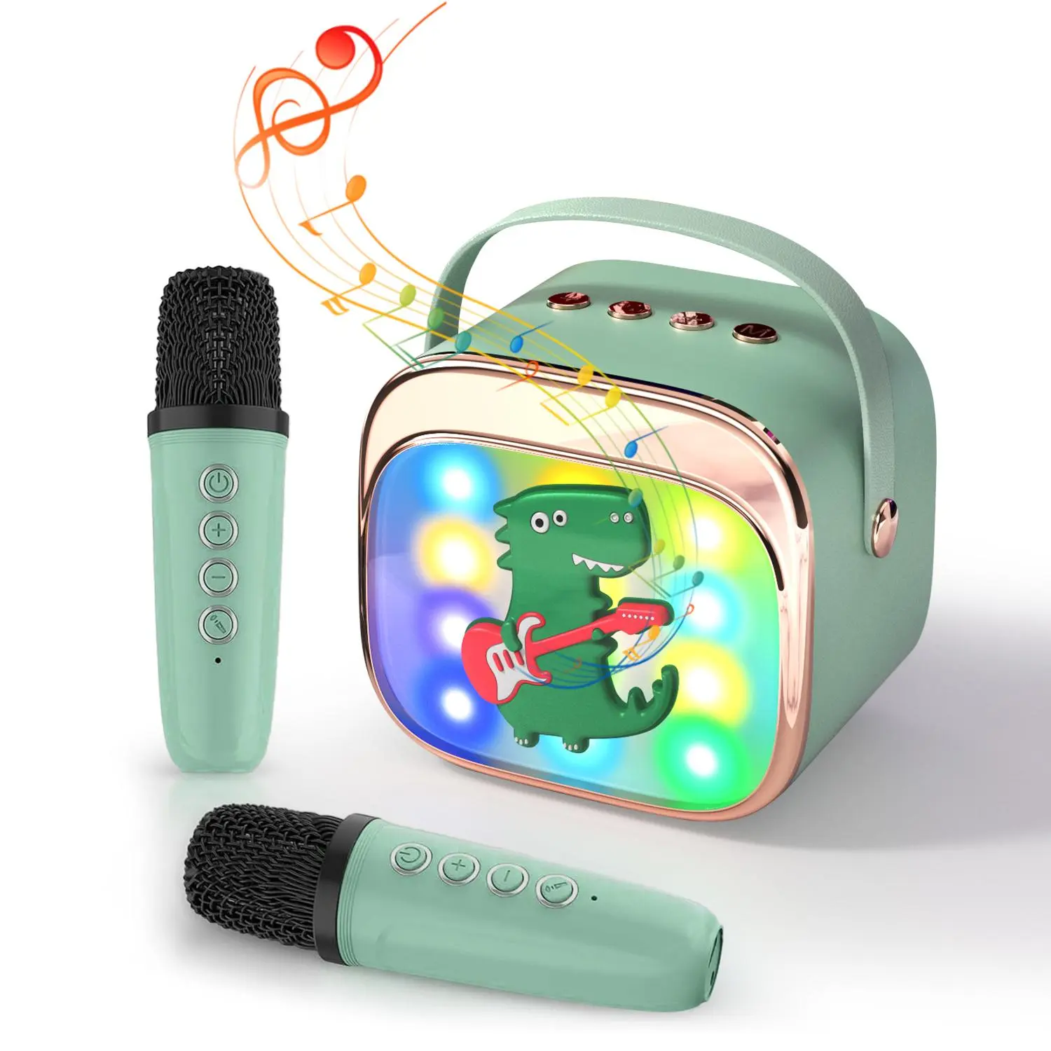 Microphone Set, Wireless Karaoke Speaker with 2 Microphones, Portable Design Wireless Speaker with Ambient Light, Multifunctional Microphone Set for Boys Girls Adults, Audio Speaker, Portable Karaoke Machine, Karaoke System