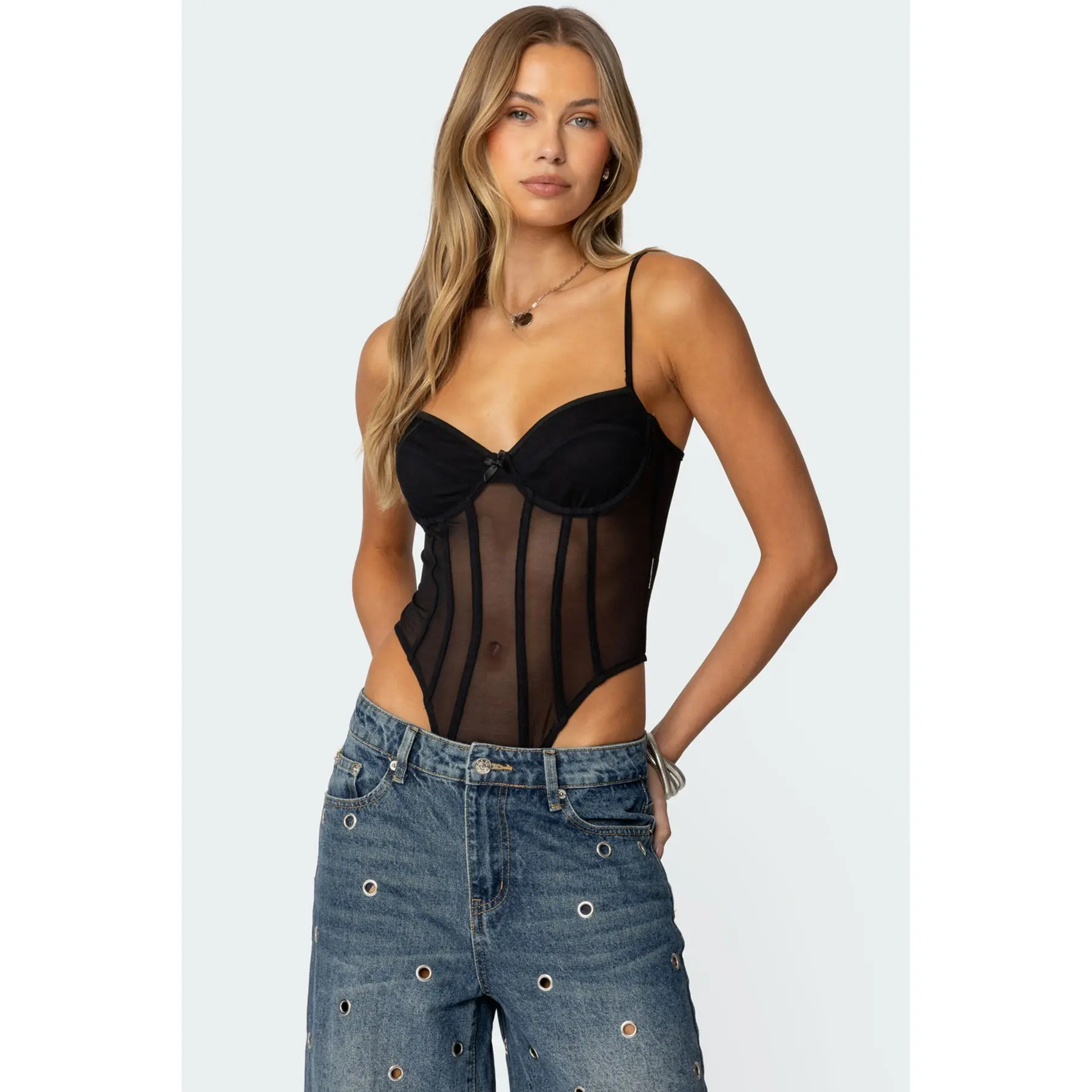 Jenia Sheer Mesh Cupped Bodysuit
