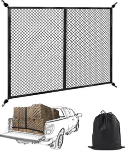 Bed Cargo Net, Highly Elastic Stretchable up to 7ft x 7ft Small Mesh Durable Storage Organizer for Pickup  Trunk SUV Boat