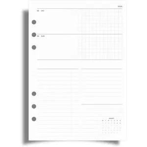 2026 Dated Weekly Planner Inserts - Monday Start | A5 Size 5.8 x 8.3 Inches | Horizontal Weekly Layout, 215 | Minimal Agenda Refill | 6 Ring A5 Binder Planner Inserts