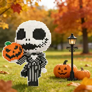 Halloween Pumpkin King Jack Building Blocks Set, Detailed Craftsmanship, Perfect Gift for Kids, Fun Assembly Toy, High-Quality Decoration
