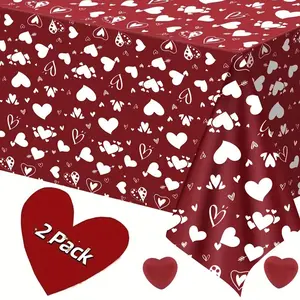 1/2 Pcs Valentine's Day Decoration Tablecloth, Valentine's Day Decoration, Candlelight Dinner Decoration, Disposable Plastic Valentine's Day Tablecloth, Indoor Valentine's Day Decoration - Valentine's Day Party Decoration