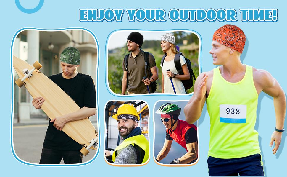 2Pcs/4Pcs Paisley Cooling Skull Cap Helmet Liner | CyclingTok OutdoorTok Sweat Wicking Breathable Beanie Hat | Unisex Mens Womens for Bicycle Cycling Running Motorcycle Hiking Outdoor Sports