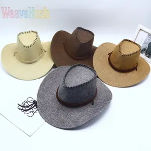 Classic Western Cowboy Hat for Men, Summer Breathable Sun Shade Hat, Vintage Jazz Style Travel Beach Hat, Lightweight Sun Protection Cowboy Cap for Horseback Riding, Outdoor Travel, Beach Trips & Daily Casual Wear