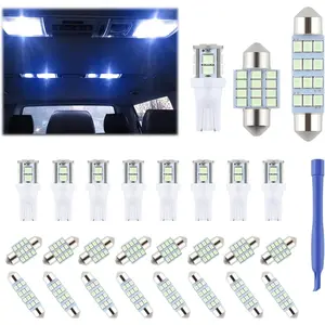 24 Pieces Dome Light LED Car Interior Bulb Kit Set 194 T10 DE3175 578 31mm 42mm Bulbs Interior Replacement Lights for Car Map License Plate Door Side Marker Cornering Trunk Light - Ice Blue