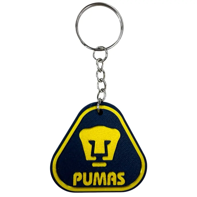 Llavero Pumas UNAM 3D Keychain Blue & Yellow Pumas Fan Keyring for Keys or Backpack | Liga MX Soccer Gift 3D Style 2x 1.5 in Llaveros de Futbol Mexico Keychains