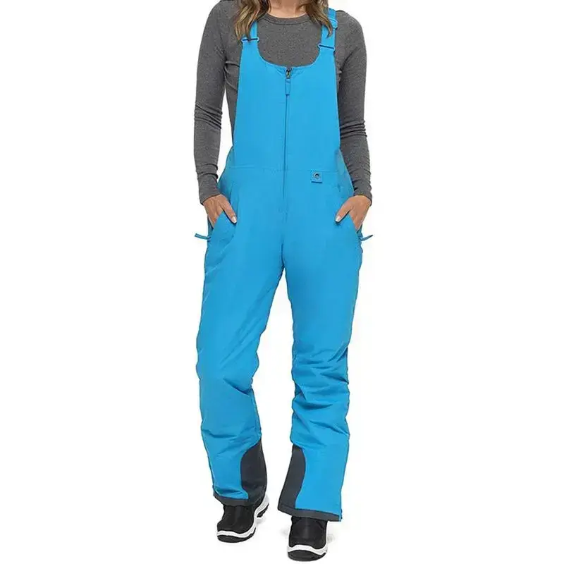 Women's Sleeveless Ski Overalls, Adjustable Shoulder Strap Jumpsuit, Side Pocket Long Clothes Overalls Front Zipper Waterproof Adjustable Shoulder Strap Thermal Windproof Women's Sleeveless Ski Overalls, Adjustable Shoulder Strap Jumpsuit, Side Pocket Long Clothes Overalls Front Zipper Waterproof Adjustable Shoulder Strap Thermal Windproof
