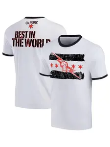 Summer Men's 3D Print Wrestling Cm Punk T-Shirt, Street Sports, Comfortable Outdoor Fitness, Quick-Dry Short Sleeve, Casual Style