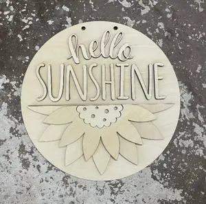 15” Hello Sunshine Sunflower Layered Round Craft Wood Blank