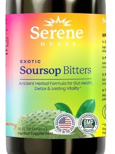 Serene Herbs - Soursop Bitters Liquid - Organic Herbal Guanabana Detox with Black Seed, Moringa & Ginger - Supports Digestive Wellness & Immune Function - 16 fl oz​