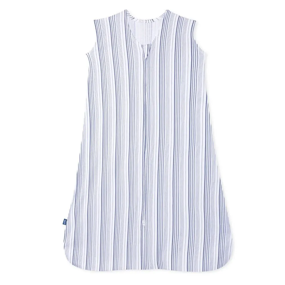 HALO 100% Cotton 0.5 TOG Sleepsack Wearable Blanket - Blue Stripe - S: Inverted Zipper V Neck Knit Textile Easy Fit
