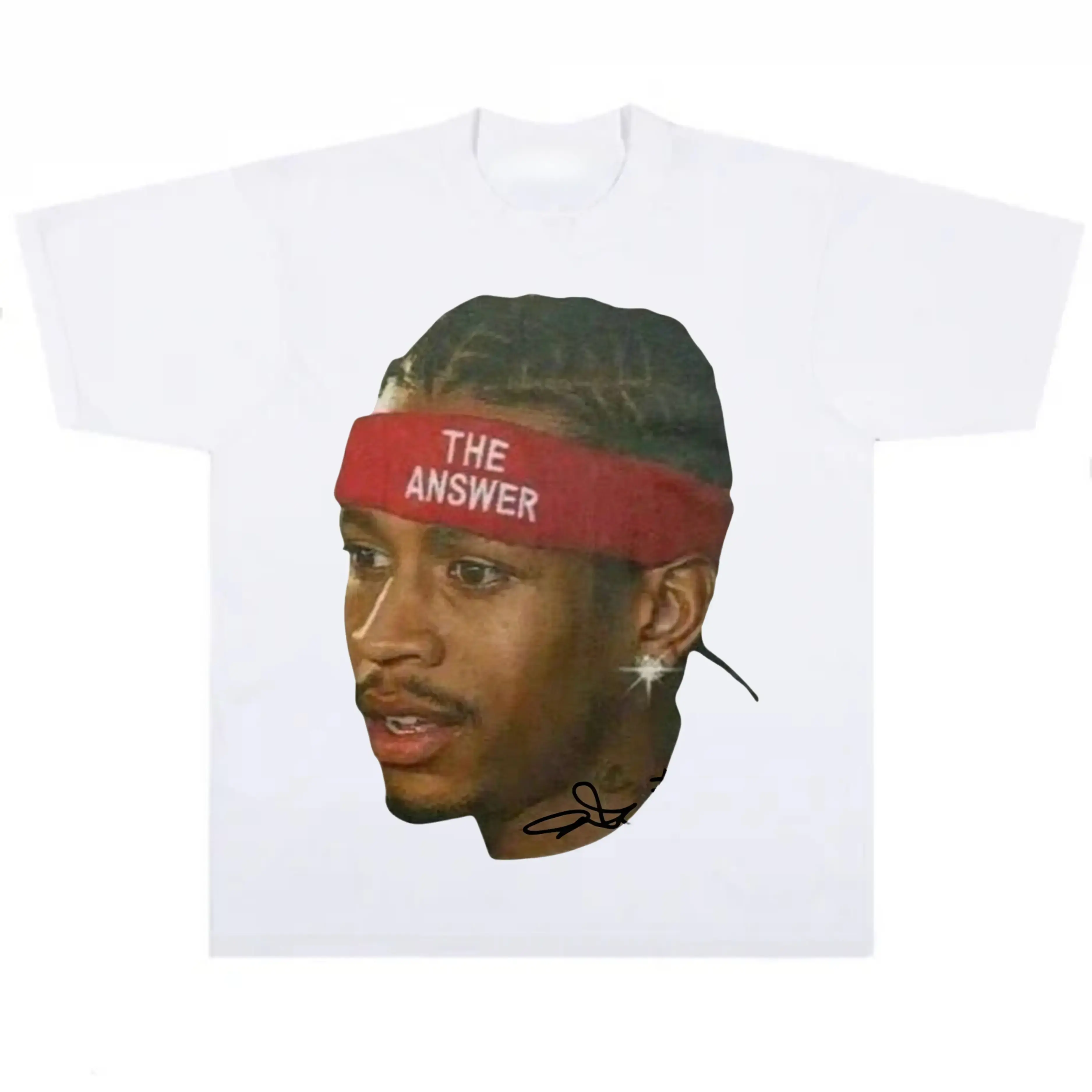 Men's Allen Iverson Vintage Graphic T-Shirt, Menswear Casual Short-Sleeve Loose Round Neck Top, Shortsleeve