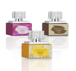Lattafa Decadent Delights Unisex Gourmand Fragrance EDP Bundle, 50 ML Eau De Parfum with Passion Fruit, Salted Caramel, Raspberry, Lychee, Vanilla, Fruity Sweet Floral & Fragrance Sandalwood Notes