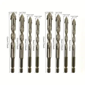 Set of 4/8 Heavy-Duty Cement Drill Bits - Ideal for Professional Construction And Projects, Featuring a Serrated Design And Titanium Coating, Perfect for Cement, Tiles, And Metals - Works with Electric And Impact Drills
