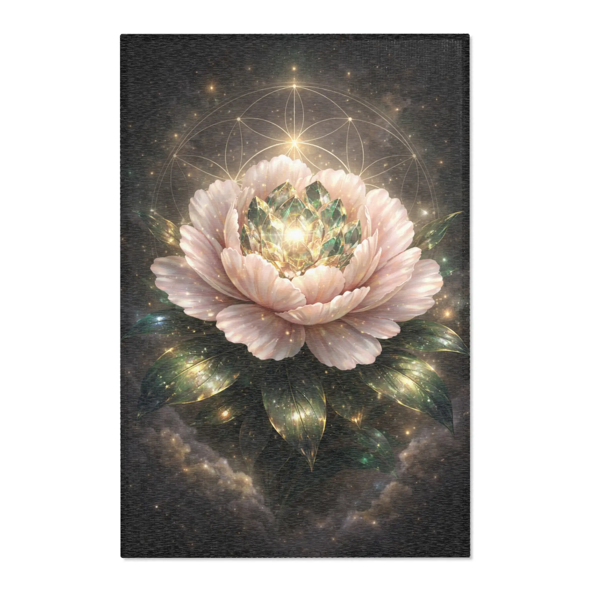 Sacred Geometry Lotus Area Rug | Mandala Meditation Floor Accent