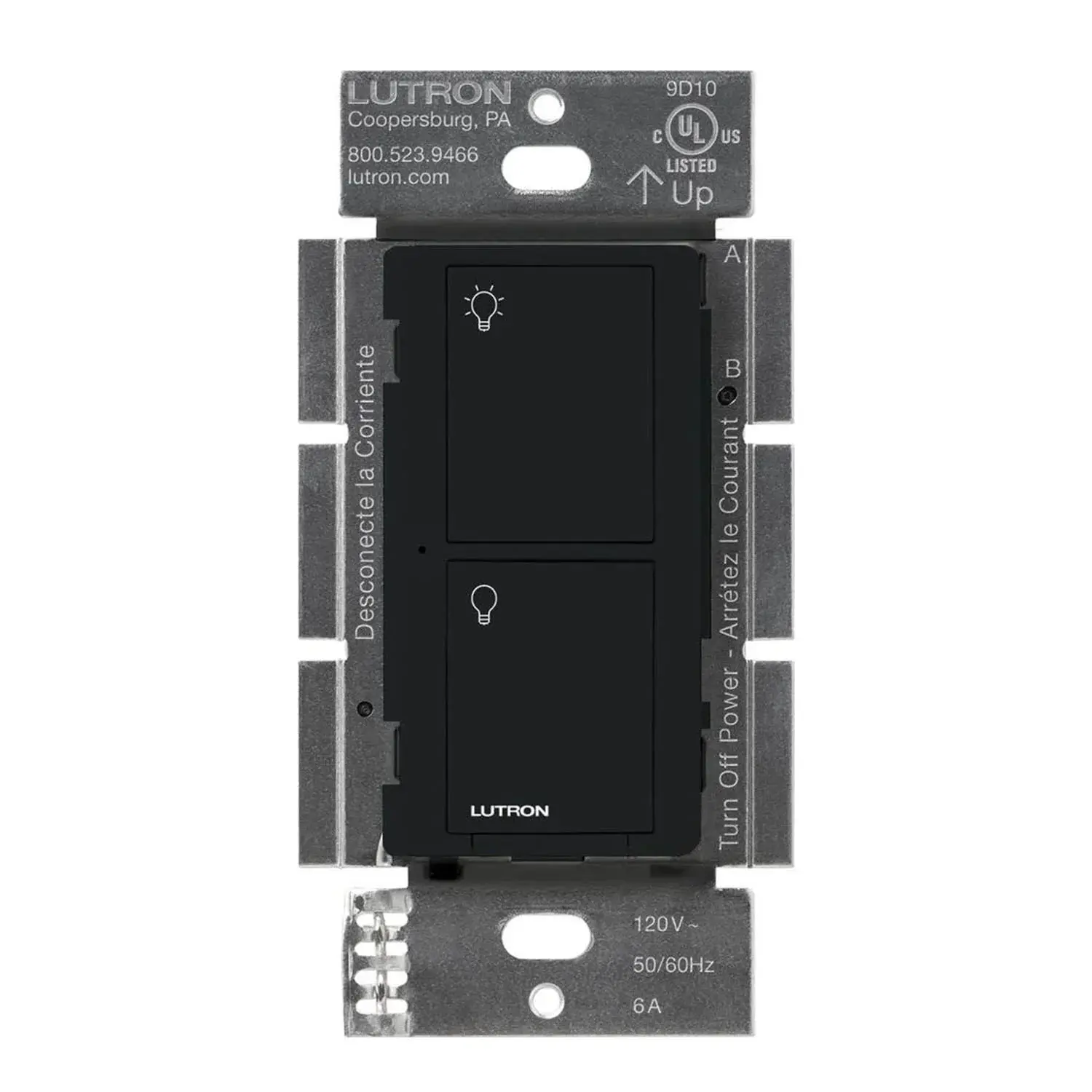 Lutron PD-6ANS Caseta Wireless In-Wall Switch, 6A, Single-Pole/3-Way/Multi-Location, Black
