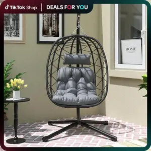 Yitahome Hanging Egg Chair with Cushions, Swing Egg Chair with Stand, Wicker Hammock Egg Chair for Indoor Outdoor Balcony Patio Garden Poolside Bedroom, Outdoor Furniture