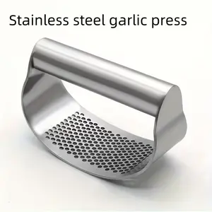 Stainless Steel Garlic Press Ring, Manual Garlic Mincer, Home Use Curved Garlic Crusher, Handheld Garlic Grinder, Kitchen Gadget, Kitchen Cooking Accessories
