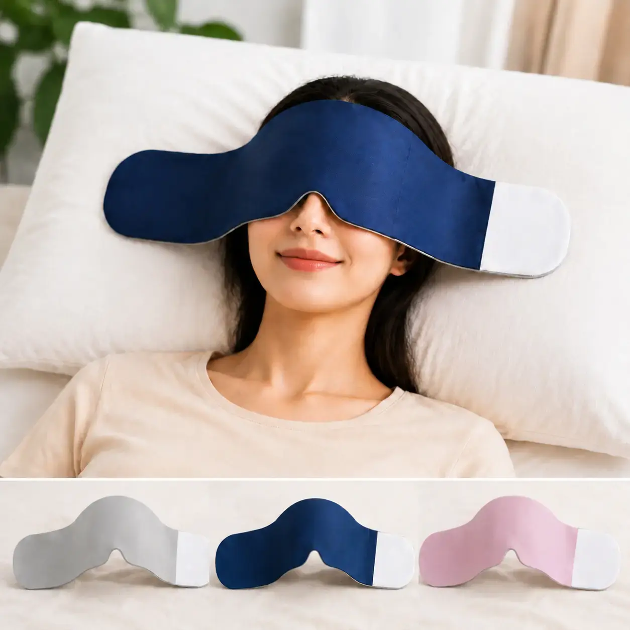 Weighted Eye Mask for Sleeping - Soothing Blackout Cover with Gentle Beads, Breathable No-Pressure Design, Reversible Dual-Sided Soft Fabric, Silent Adjustable Magic Strap, Hot & Cold Therapy for Deep Relaxation, Travel & Office Nap Use,Summervibes
