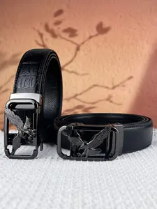 Men Women Alloy Automatic Buckle Belt, /coffee Color, 3.5cm Width, Trendy Waistband for Daily Commute & Parties
