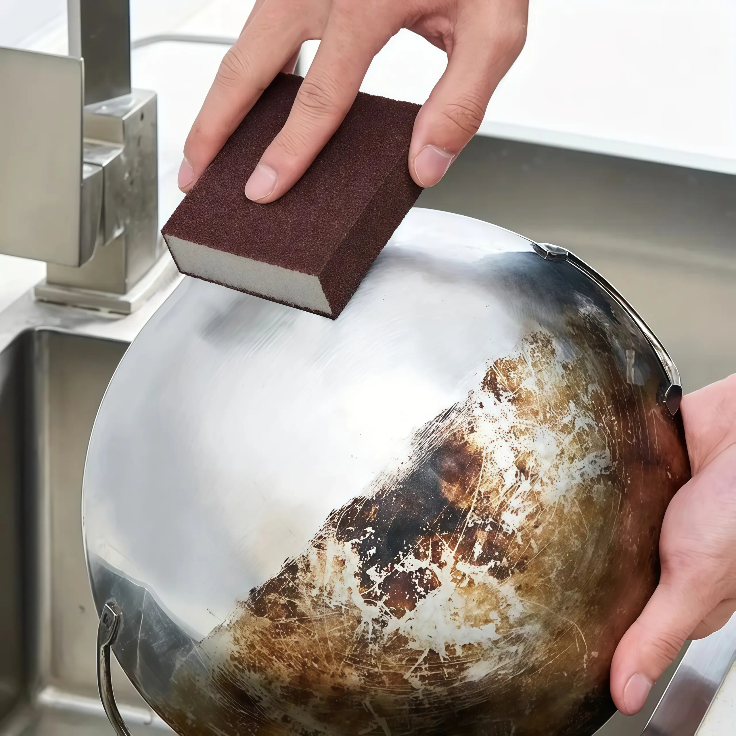 Heavy-Duty Kitchen Scrub Sponges, Powerful Decontamination Cleaning Blocks for Dishes, Bowls, Pots, Pans & Burnt Surfaces — Multi-Purpose Sanding Sponges for Rust, Stain & Grease Removal