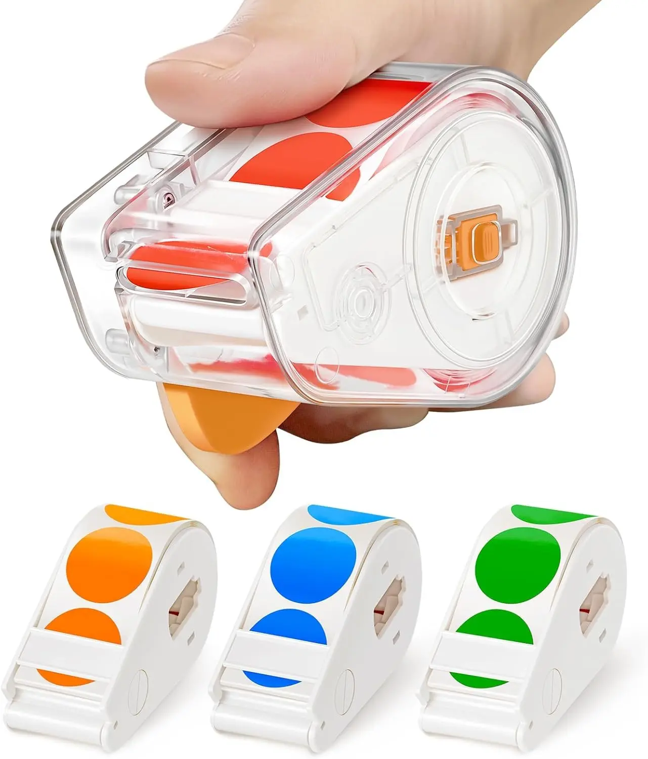 Sticker Dispenser Suitable for Roll Stickers, includes 1200pcs 1-inch Colored Dot Circular Color-Coded Labels, Ideal for Offices and Student Classrooms