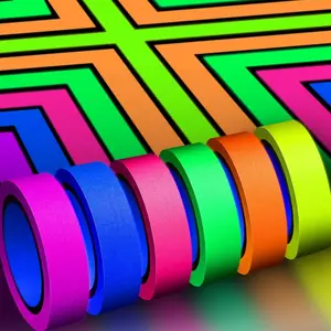 6 Pack Neon Gaffer Tape UV Blacklight Reactive Cloth Tape 0.6in x 16.5ft Fluorescent Glow Tape for Party Stage Decor
