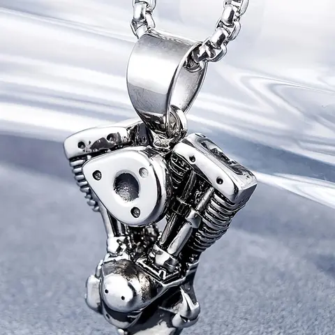 1 Piece Punk Motorcycle Design Pendant Necklace, Chain Necklace for Men & Women, Casual Style Necklaces All-match Jewelry for Teens Gift, Simple Classic Fashion Accessories for Daily Wear, Modern Versatile Accessories