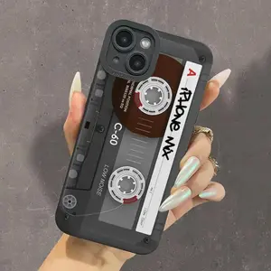 Cassette Tape Design Phone Case, Soft TPU Cellphone Protective Case, Shockproof Mobile Phone Cover for iPhone 15 Pro Max 14 13 12