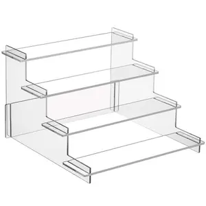 4-Tier Durable Acrylic Plastic Display Risers - Multi-Use Organizer Shelf Racks for Perfume, Collectible Figurines, Mother's Day Gift, Mothers Day Gift