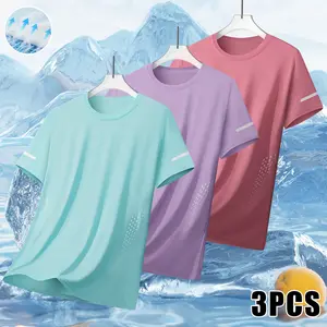 Set of 3 women’s quick-dry sports tops: running T-shirts for outdoor casual training and yoga; short sleeves, breathable, quick-drying, loose fit with high stretch and cutout design; lightweight, moisture-wicking fitness tops for running and yoga; solid-c