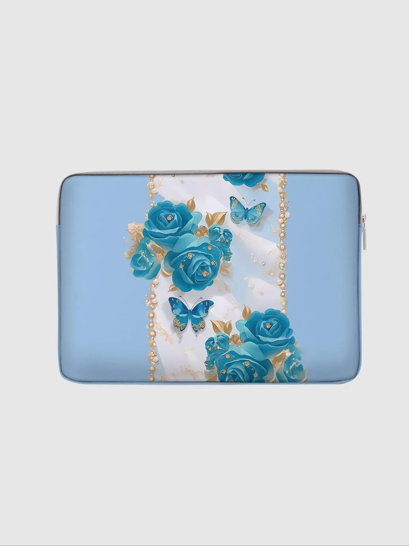 Rose & Butterfly Pattern Laptop Sleeve, Soft Laptop Case, Laptop Computer Case, Tablet Computer Case, Notebook Computer Zipper Storage Bag