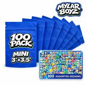 100 Pack Mini 3" x 3.5" Foil Bags Bundle Assorted Designs 100 Pack Mini 3" x 3.5" Foil Bags Bundle Assorted Designs