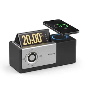 GoldJoy Flip-Up Display Screen Bluetooth Speaker, 7-in-1 Wireless Charging Station, Romantic Sunset Lamp, White Noise, Portable Bedside Speaker, Deep Bass Stereo Sound, Aesthetic Bedroom Decor, TikTok Home Gadget, Portable Outdoor Mini Bluetooth Speaker