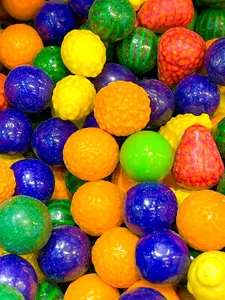 Seedlings Gumball Candy — Fruit Shaped Bulk Candy | Crunchy Shell + Chewy Center + Sweet Fruity Bubble Gum Candy Flavor Artificial