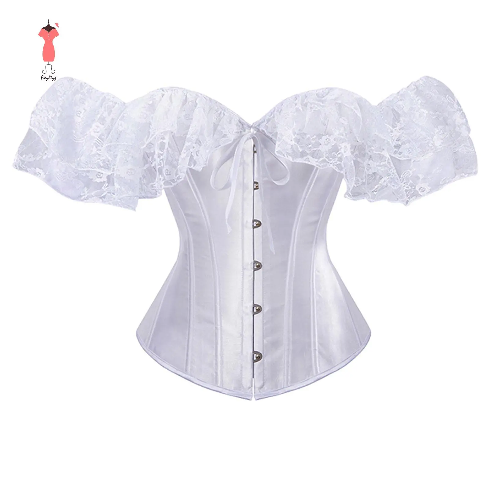 Women's Corset Top, Vintage Off-Shoulder Lace Bustier with Boning and Bow Tie, Court Style Clothes, Lace Bodysuits, Corset Tops, Women's Clothes