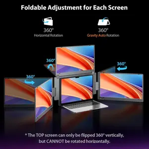 Laptop Screen Extender for Laptop, 15.6" Quad Portable Monitor, 1080P Triple Screen Laptop Monitor Extender, One Cable Connection, Alloy Body, Auto Rotation, for 12–17.3” Laptops, X90G Aluminium Computer Tablet Adjustable Android Adjustable Stand outdoorf