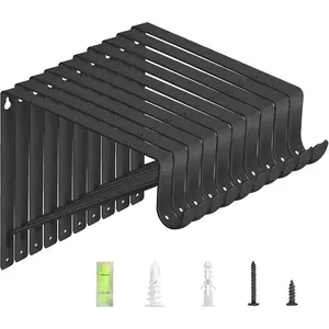 10-Pack 10.8x10.8Inch Heavy Duty Wall Mounted Closet Rod Shelf Brackets, Matte Black Steel 300 Lbs Load Capacity with Anchors Screws