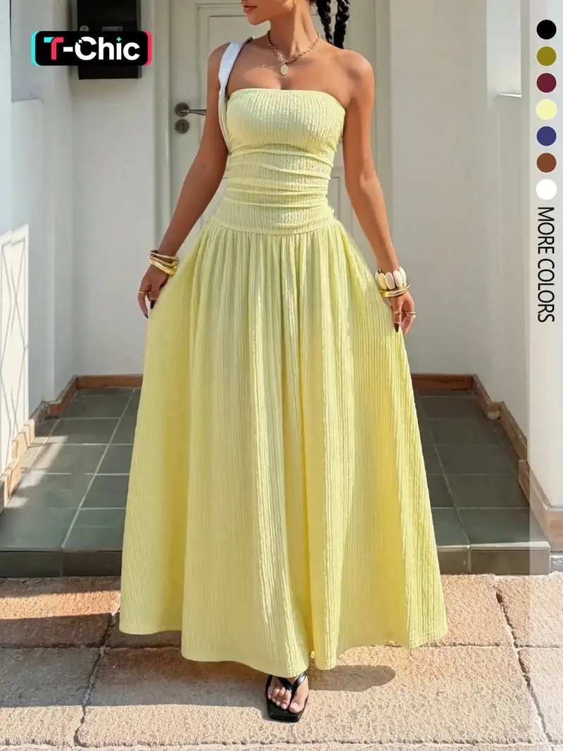 stacci midi dress in beige & cream lpa Miss Lola main image 1