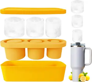 Three Colours Ice Cube Molds -  Compatible with 20/30/40 oz tumblers which can creates 3 hollow cylindrical ice cores - Perfectly chills whiskey, cocktails, coffee & beverages without dilution Utensils Drink