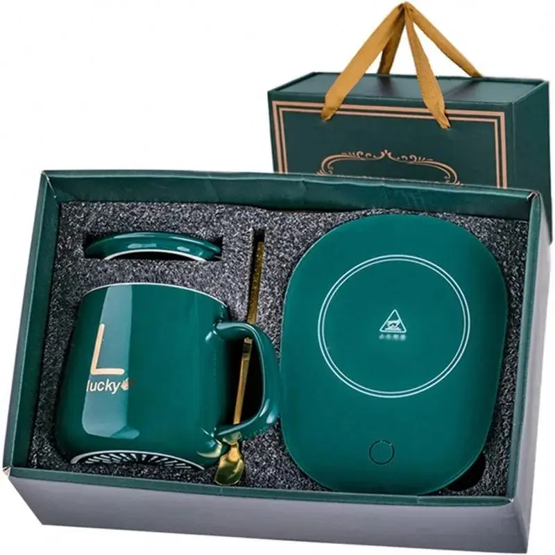 Smart Electric USB Office 55C Home Gift Set Ceramic Coffee Mug Warmer Cup Heater Mug